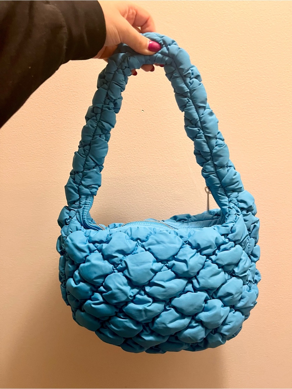Aritzia Babaton Curator Bag Cobalt Blue Quilted Puffer Shoulder Bag
